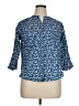 NY Collection 100% Cotton Print Blue 3/4 Sleeve Button-Down Shirt Size XL (petite) - photo 1