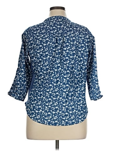 NY Collection 3/4 Sleeve Button-Down Shirt (view 2)