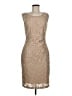Connected Apparel Metallic Tan Cocktail Dress Size 6 - photo 1
