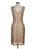 Connected Apparel Metallic Tan Cocktail Dress Size 6 - photo 2