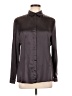 Jil Sander 100% Silk Metallic Black Gray Long Sleeve Silk Top Size EU 44 / US 14 - photo 1
