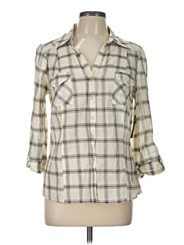 a.n.a. A New Approach 3/4 Sleeve Button-Down Shirt (view 1)