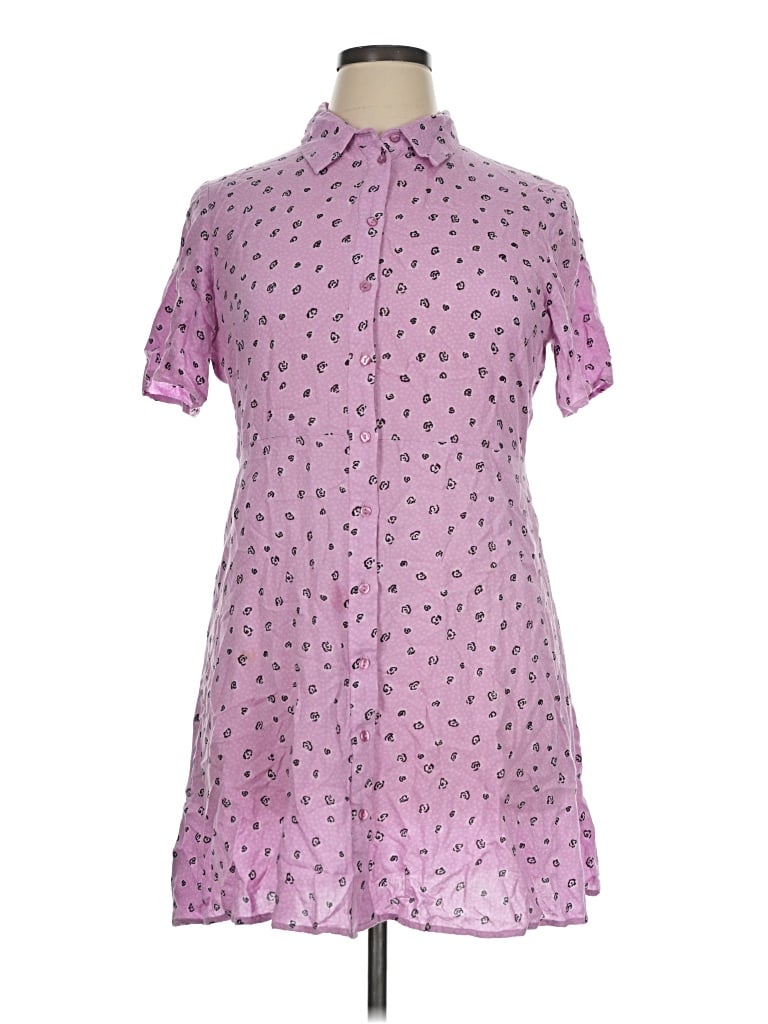 Pre-owned Pieces Short Sleeve Button Down Shirt In Pink