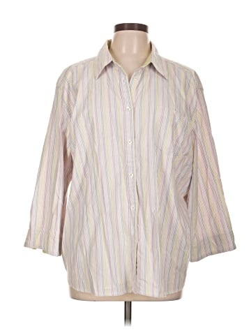 Karen Scott Sport 3/4 Sleeve Button-Down Shirt (view 1)