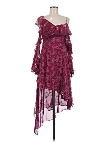 Self-Portrait Silk-Blend Asymmetrical Devore Dress (view 1)