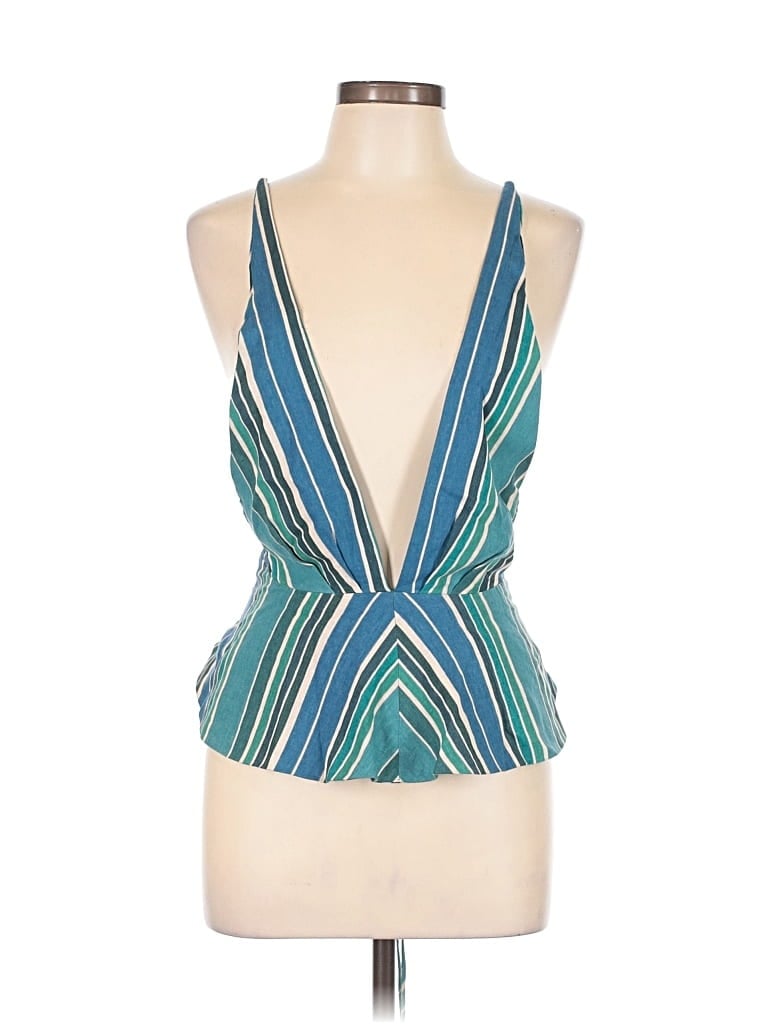 Pre-owned Zara Tank Top Blue Plunge Neckline Tops