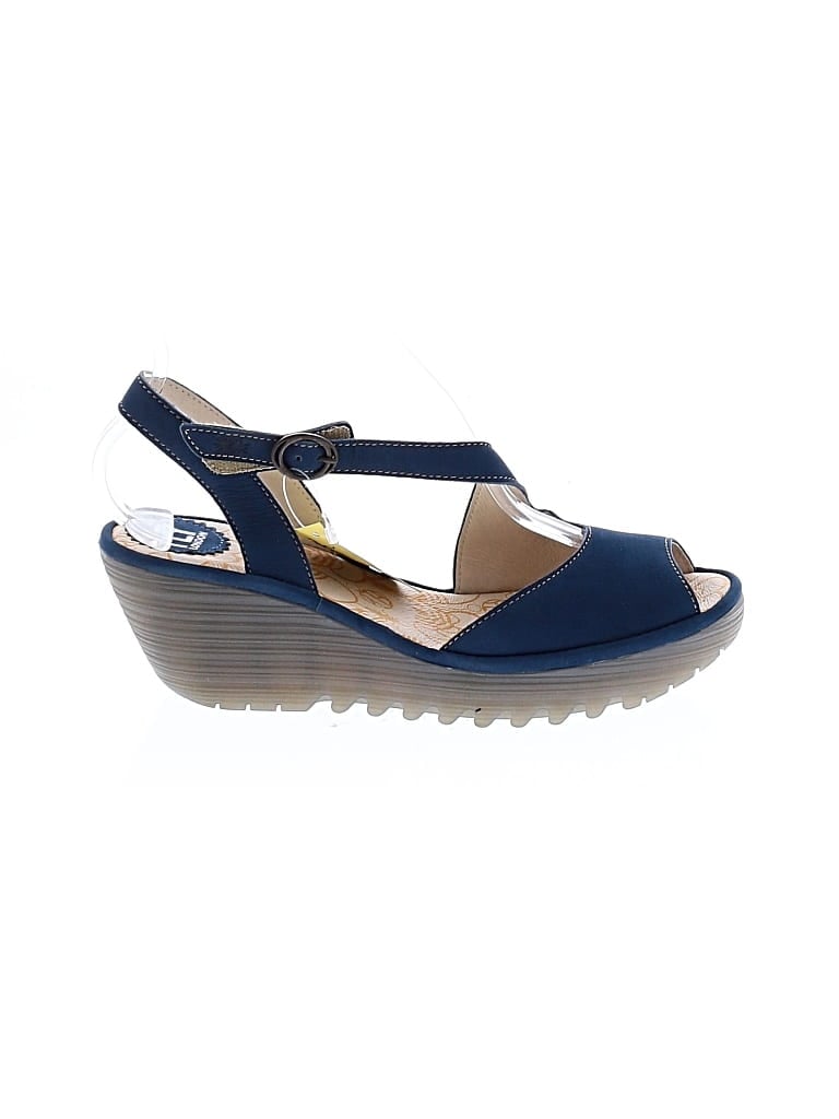 Pre-owned Fly London Wedges In Blue