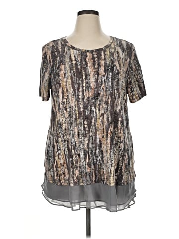LOGO by Lori Goldstein Short Sleeve Blouse (view 1)