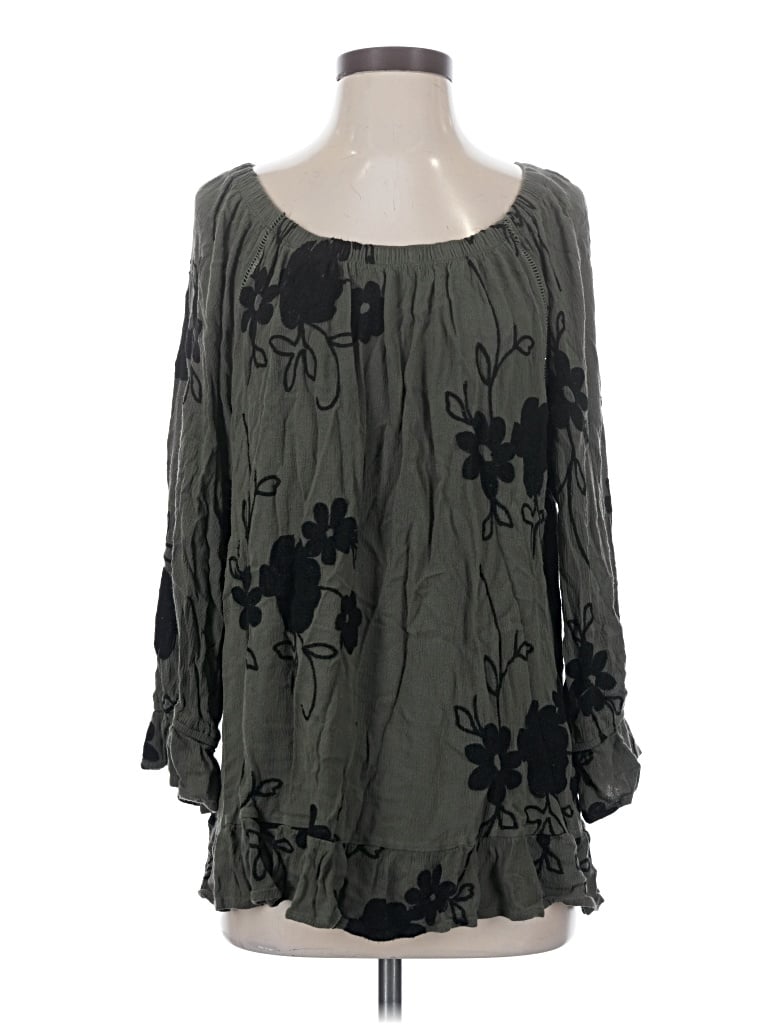 Pre-owned Forgotten Grace 3/4 Sleeve Blouse In Gray
