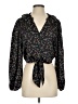 Topshop 100% Polyester Floral Black Long Sleeve Blouse Size 4 - photo 1
