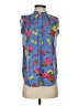 Ann Taylor 100% Polyester Floral Blue Sleeveless Blouse Size XS - photo 1