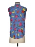 Ann Taylor 100% Polyester Floral Blue Sleeveless Blouse Size XS - photo 2