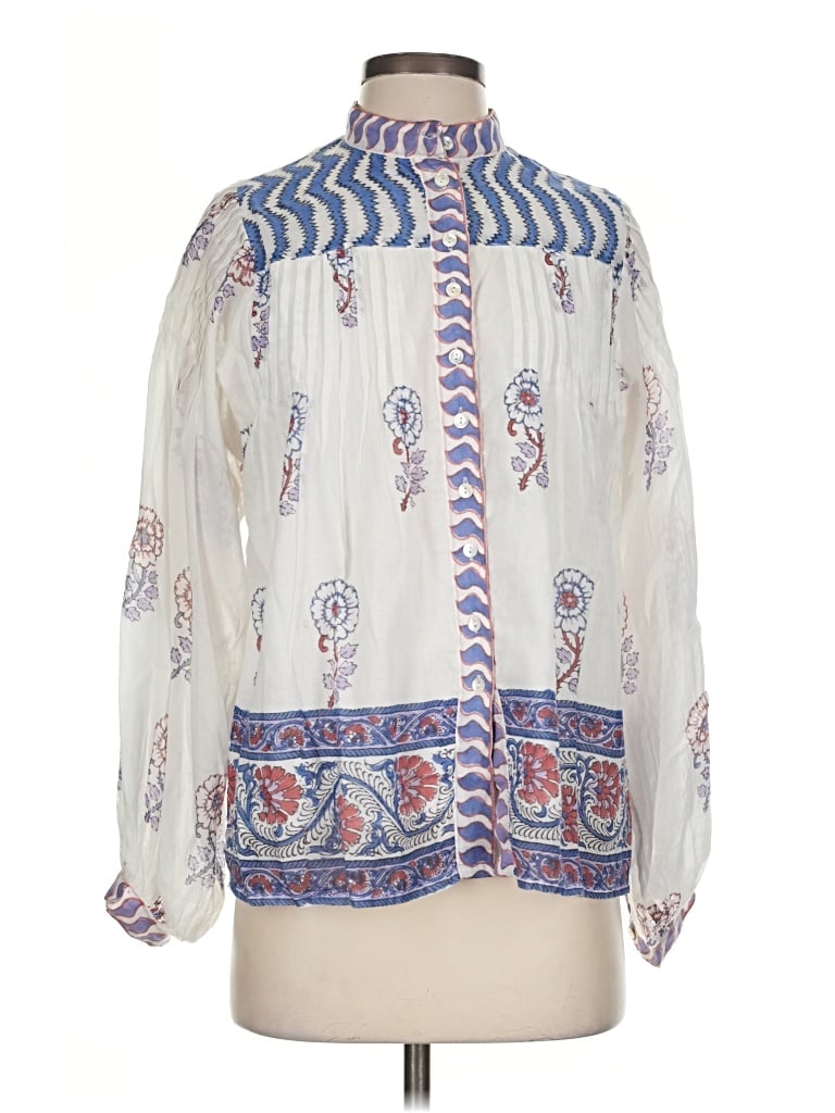 Pre-owned Oliphant 3/4 Sleeve Blouse In White