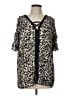 Chico's 100% Polyester Animal Print Black Short Sleeve Blouse Size Lg (2) - photo 1