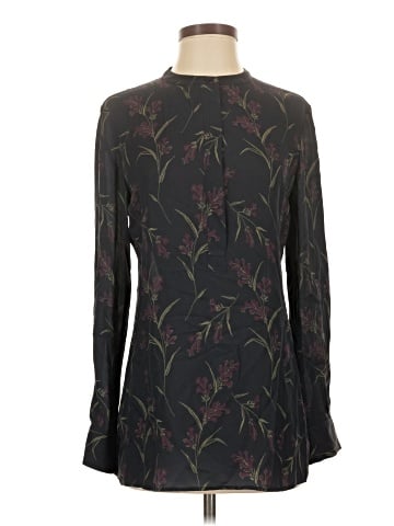 Theory Long Sleeve Silk Top (view 1)