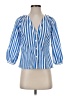 Boston Proper Stripes Blue 3/4 Sleeve Button-Down Shirt Size XXS - photo 1