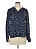 Bella Dahl Animal Print Blue Long Sleeve Blouse Size L - photo 1
