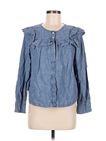 Madewell Chambray Ruffle-Yoke Top (view 1)