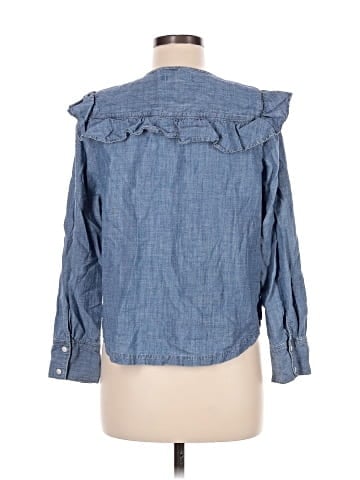 Madewell Chambray Ruffle-Yoke Top (view 2)