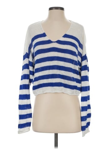Madewell Linen V-Neck Sweater in Stripe (view 1)