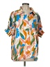 First Love 100% Polyester Tropical Orange Short Sleeve Blouse Size L - photo 1