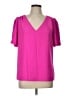 Trina Turk 100% Polyester Pink Short Sleeve Blouse Size L - photo 1