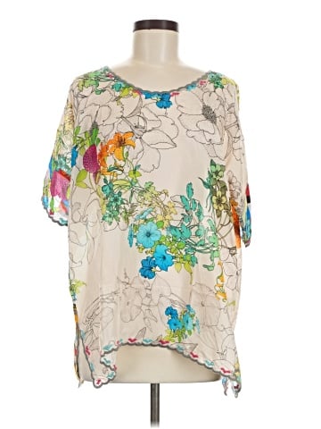 Johnny Was Short Sleeve Silk Top (view 1)