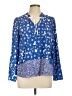 Elle 100% Polyester Blue Long Sleeve Blouse Size L - photo 1