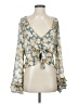 Free People 100% Polyester Teal 3/4 Sleeve Blouse Size S - photo 1