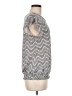 Adrianna Papell Chevron-herringbone Silver Short Sleeve Top Size M - photo 4
