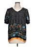 Cotton Bleu Black Short Sleeve Blouse Size L - photo 1