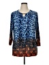 Susan Graver Animal Print Blue 3/4 Sleeve Blouse Size XL - photo 1