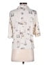 Pull&Bear Floral Ivory 3/4 Sleeve Blouse Size M - photo 2