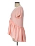 Kaari Blue 100% Polyester Pink Short Sleeve Blouse Size L - photo 5
