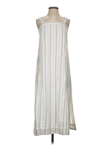 Madewell Linen-Cotton Princess-Seamed Midi Dress in Stripe (view 1)