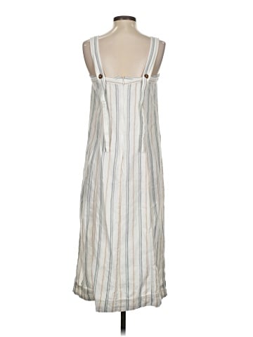 Madewell Linen-Cotton Princess-Seamed Midi Dress in Stripe (view 2)