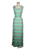 Tacera 100% Polyester Chevron-herringbone Teal Cocktail Dress Size M - photo 1