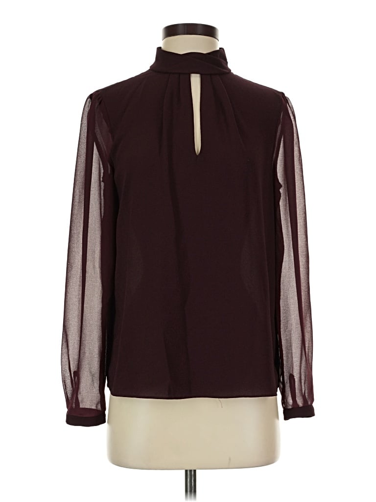 Pre-owned 1.state Long Sleeve Blouse In Burgundy