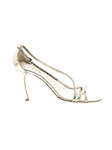 Prada Gold Metallic Snakeskin Embossed Leather Ankle Strap Stiletto (view 1)