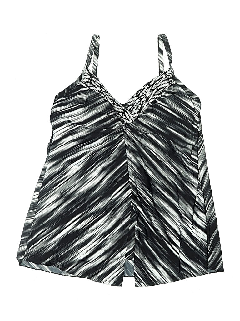 Pre-owned Miraclesuit Swimsuit Top Silver Print Pattern Swimwear