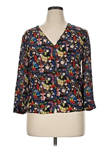 Alice + Olivia 3/4 Sleeve Silk Top (view 1)
