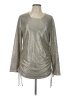 Calvin Klein Metallic Silver Long Sleeve Top Size L - photo 1