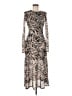 Topshop 100% Polyester Animal Print Brown Casual Dress Size 6 - photo 1