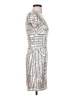 Adrianna Papell 100% Polyester Metallic Silver Cocktail Dress Size 2 - photo 4