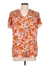 Unbranded 100% Polyester Floral Orange Short Sleeve Blouse Size L - photo 1