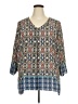 Rose + Olive 100% Polyester Blue 3/4 Sleeve Blouse Size 2X - photo 1