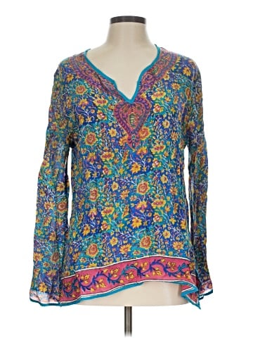 Tolani Long Sleeve Silk Top (view 1)