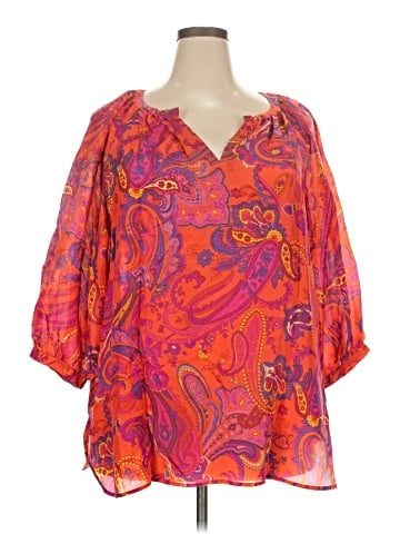 Lauren by Ralph Lauren 3/4 Sleeve Silk Top (view 1)
