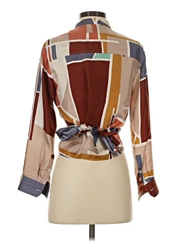 where Mountains Meet Long Sleeve Silk Top (view 2)