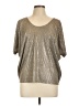 Kim & Cami Metallic Silver Short Sleeve Top Size L - photo 1